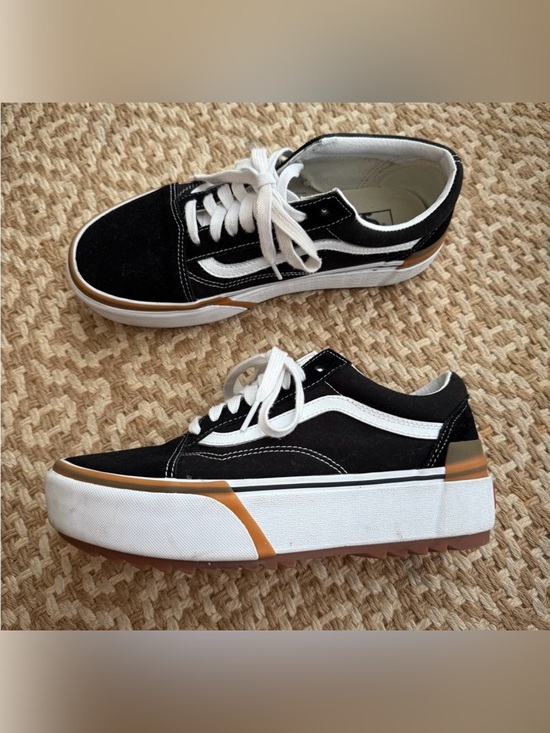 Vans Shoes - Vans Old Skool Stacked Black White Gum Canvas Platform Sneakers Shoes-Womens 7.5